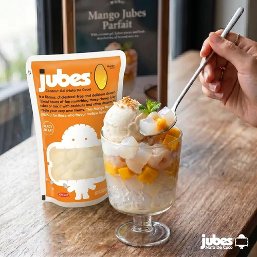 Miniatura 4 de Jubes Mango Nata De Coco Jelly Cubes 12.7 oz – Cubos de gelatina de coco y mango para sagú – Gel de coco en ingredientes de jarabe para té