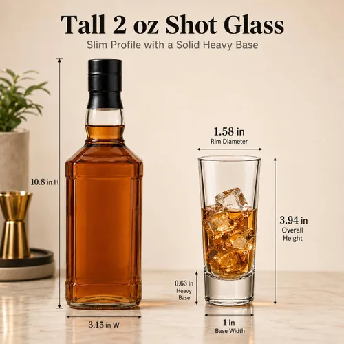 Miniatura 5 de Vasos de chupito de 2 onzas de alto, paquete de 18 vasos transparentes de 3.9 pulgadas para whisky, tequila, vodka, espresso, vasos de chupito