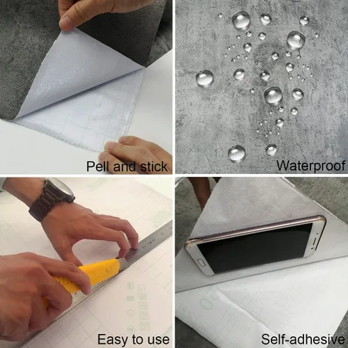 Miniatura 6 de Papel de contacto de hormigón gris mate con textura gruesa de cemento gris, papel de contacto para encimera, papel de contacto extraíble, Gris