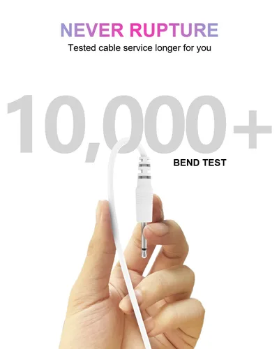 Miniatura 4 de Cable de carga USB DC de 0.098 in Cable de cargador de CC de 2.7 pies de repuesto para masajeador-paquete de 3 (blanco)
