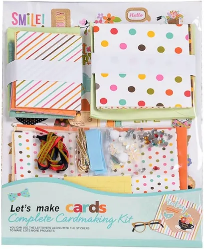 Huralona - Kit de tarjetas de felicitación hechas a mano incluye 16 tarjetas en blanco, 16 sobres coloridos con accesorios de decoración para