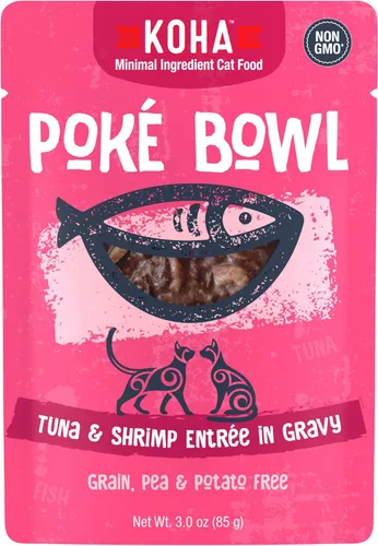Miniatura 14 de KOHA Pet Food Poké Bowl - Paquete variado de comida húmeda para gatos en salsa, 5 sabores, combinaciones de atún de salmón, pollo, pato, camarones
