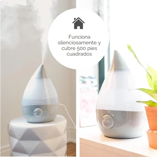 Miniatura 4 de Crane Humidificador ultrasónico de niebla fría en forma de lágrima, tanque grande de 1 galón, apagado automático, humidificadores de bebé para Gris