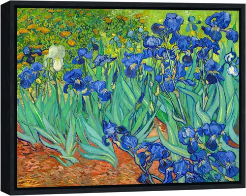 Wieco Art Lienzo enmarcado para pared, impresiones de lirios de Van Gogh, flores famosas, pinturas al óleo, reproducción moderna de lienzo giclée,