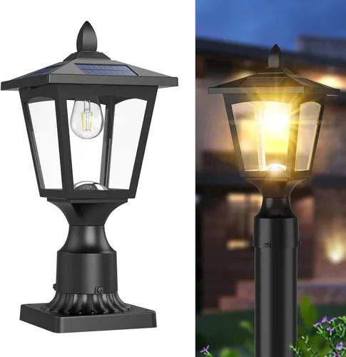 Miniatura 8 de Luces Solares para Postes, Lámpara Solar de Poste de 6000K de Anochecer a Amanecer con Base de Montaje para Poste, Luces Solares para Postes