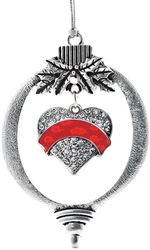 Miniatura 103 de Inspired Silver - Red Merry - Adorno de Navidad plateado - Adorno de árbol de Navidad con dije de corazón con circonita cúbica - Decoración colgante