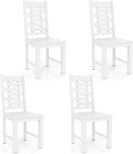 Miniatura 10 de Giantex Juego de 2 sillas de comedor de madera, sillas de cocina de madera de goma 100% maciza con respaldo alto e inclinado, asiento ancho, sillas