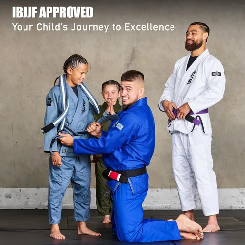 Miniatura 6 de Elite Sports Kids BJJ GI - Kimono brasileño Jiujitsu Gi con tela preencogida y cinturón, para niños y jóvenes, aprobado por la IBJJF