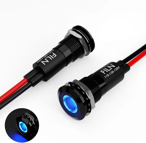 Miniatura 14 de 2 piezas de 12 mm (1/2") Luz indicadora LED blanca, lámpara de señal impermeable de metal, 5 V, 12 V, 24 V, IP67, luz de tablero para piloto