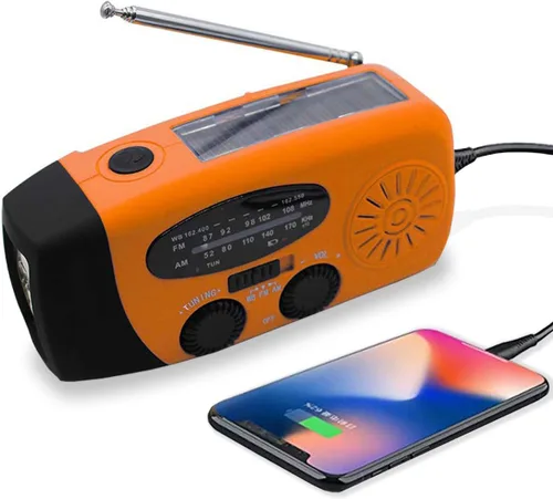 Miniatura 12 de Radio meteorológica de emergencia NOAA de 2000 mAh, manivela portátil con energía solar, radio AM/FM, cargador de teléfono recargable con linterna