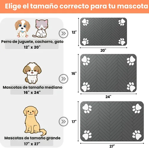 Miniatura 6 de Tapete de alimentación de mascotas, mantel individual absorbente para tazones de comida y agua, con parte trasera de goma impermeable, tapete