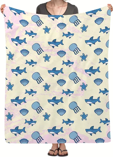 Miniatura 17 de Manta de tiburón para regalo, manta de franela de forro polar de 40 x 50 pulgadas, suave, acogedora y ligera, mantas para sofá, cama, sofá de viaje