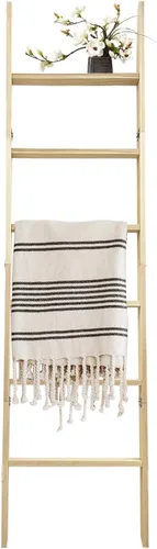 Escalera para Mantas de 6 Niveles – Perchero de Edredones de 5.5 Pies (1.68 m) para Apoyar en la Pared, Almacenamiento de Mantas Estilo Granja para