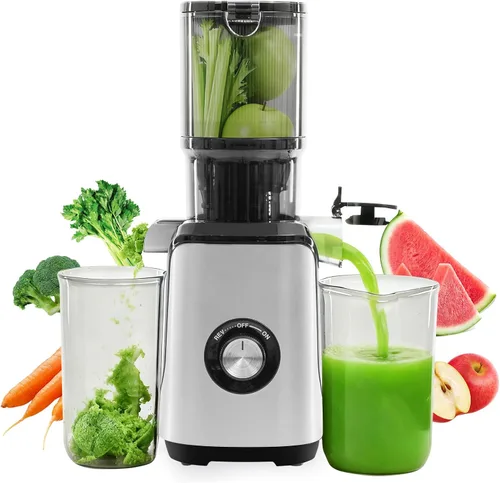 Miniatura 10 de OLIXIS Exprimidor de prensa en frío, máquinas exprimidoras con canal de alimentación ancho, alto rendimiento de jugo y fácil de limpiar