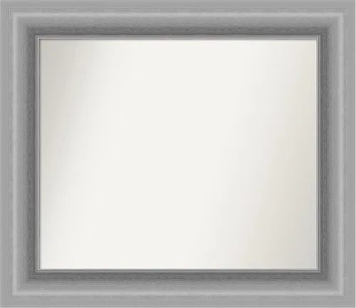 Miniatura 121 de Amanti Art Espejo de baño plateado para sobre fregadero, 26 x 26 pulgadas, espejo cuadrado de níquel pulido, marco de madera tradicional mediano, se