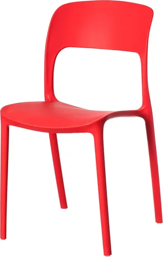 Miniatura 11 de Fabulaxe Silla de comedor moderna de plástico para exteriores con respaldo curvado abierto, juego de 2 unidades Juego de 2 rojo