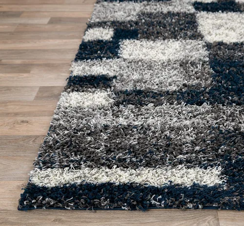 Miniatura 6 de Rugshop Alfombra de felpa de cuadros modernos desgastados azul marino, no desprende pelusa, suave para sala de estar, comedor y oficina, 7 pies 10