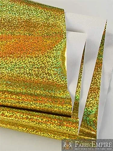 Miniatura 3 de Fabric Empire Tela brillante con holograma de vinilo dorado brillante, 54 pulgadas de ancho, vendido por The Yard