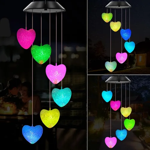 Miniatura 13 de Campanillas de viento solares para exteriores, luces que cambian de color, regalo para mujeres, mamá, abuela, hermana, mejores regalos, campanillas