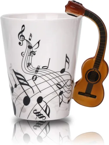 Miniatura 10 de Tazas de café con música de violín de 12.9 onzas, notas musicales, bebida, té, leche, taza de café, taza de música de cerámica, regalo para amigos