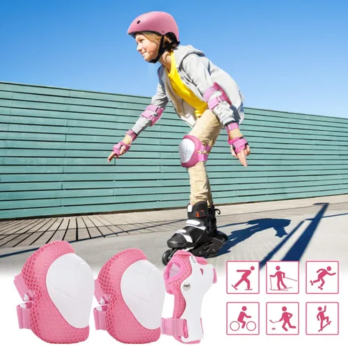 Miniatura 6 de WayEee - Juego de casco de bicicleta para niños, rodilleras para patinetas, juego de almohadillas para casco, juego de equipo de protección Rosa