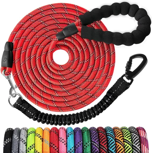 Miniatura 40 de Correa de perro de cuerda de 3 pies: correa resistente con gancho giratorio bloqueable, hilos reflectantes, bungee y asa acolchada - Correa