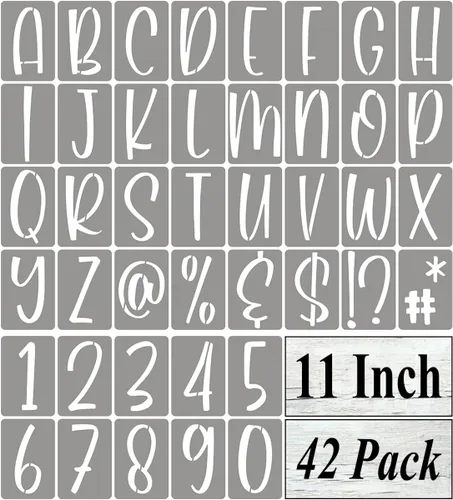 Miniatura 19 de Plantillas de letras del alfabeto de 4 pulgadas para pintar, paquete de 42 plantillas de letras y números con letreros para pintar sobre madera
