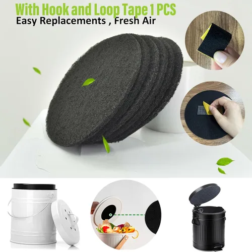 Miniatura 2 de Repuesto de filtro de carbón para compost de cocina de 6.7 pulgadas, paquete de 12 filtros de carbón de repuesto de cubo de abono de 6.7 pulgadas