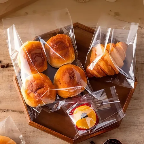 Miniatura 6 de Bolsas de galletas con sello de 5 x 5 pulgadas, 500 bolsas de celofán autoadhesivas, bolsa sellable para panadería, dulces, horquilla, joyería