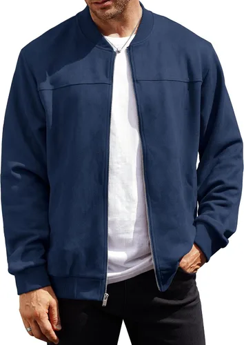 Miniatura 9 de Chaqueta bomber para hombre, de gamuza sintética, peso medio, casual, con cremallera completa, abrigo de vuelo (S-XXL)