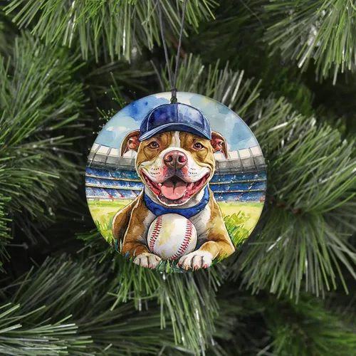 Miniatura 2 de Adorno de Navidad de Pitbull - Adorno colgante deportivo para el hogar con diseño temático de béisbol - Adorno de disco acrílico 2025 para árbol