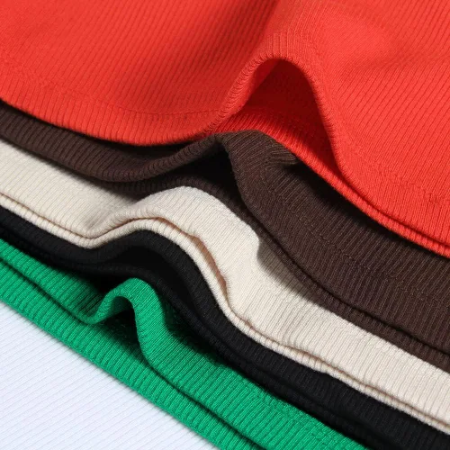 Miniatura 5 de GEMBERA Camisas básicas ajustadas de manga larga acanaladas con cuello redondo para mujer