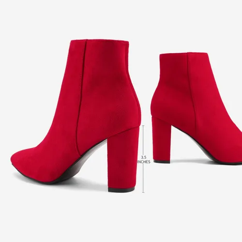 Miniatura 5 de DREAM PAIRS - Botines de tacón grueso para mujer, botas hasta el tobillo con punta puntiaguda