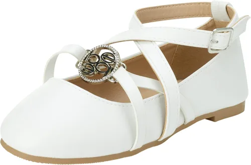 bebe Girls Dress Shoes - Strappy Ballet Flats with Rhinestone Medallion Little GirlBig Girl