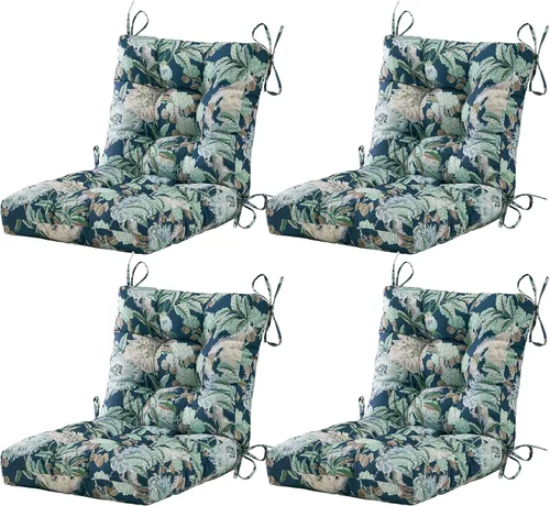Miniatura 25 de BLISSWALK Cojines para sillas de exterior, 40 x 20 x 4 pulgadas, cojín de mimbre grueso con respaldo bajo y lazos para muebles de patio, floral