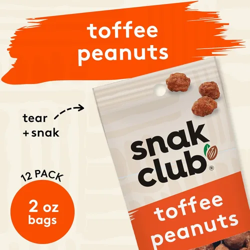 Miniatura 3 de Snak Club Cacahuetes de caramelo, cacahuetes confitados con capa de praliné y crema dulce, aperitivo sin gluten y kosher, bolsas de 2 onzas, paquete