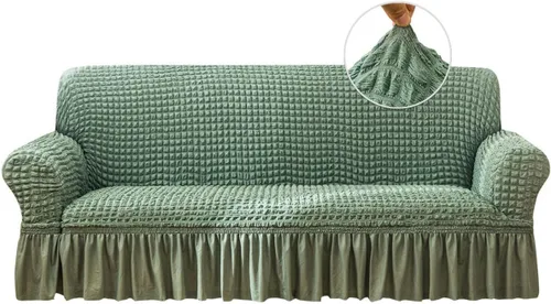 Miniatura 9 de Qubjus Funda Elástica para Sofá Fundas para Sofá Lavables Funda para Sofá Sillón Cama Protector de Muebles de Fácil Ajuste con Parte Inferior Beige