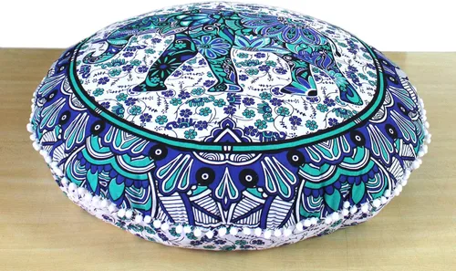 Miniatura 80 de CRAFT KALA Funda de cojín con diseño de mandala, funda de cojín para asiento, hippie, decorativo, bohemio, otomano, de algodón, indio, para sala