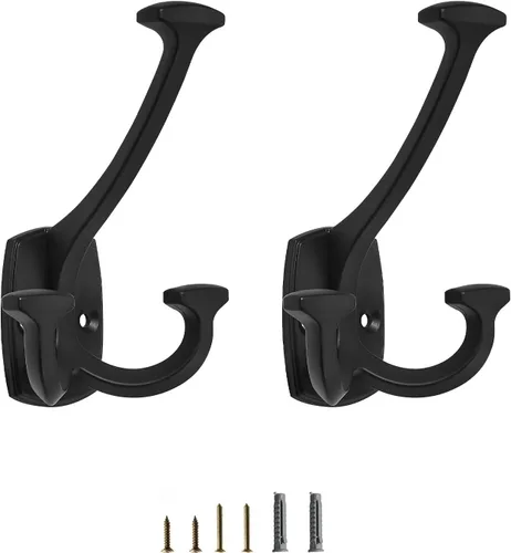Miniatura 3 de Ganchos de latón antiguos grandes montados en la pared decorativos de doble cara resistentes para colgar abrigos, toallas, batas, bolsos, ganchos