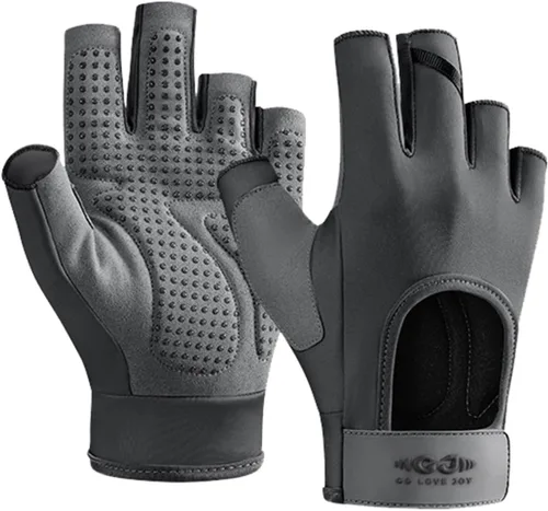 Miniatura 8 de SUJAYU Guantes de entrenamiento para mujeres y hombres, guantes sin dedos antideslizantes para levantamiento de pesas, guantes de entrenamiento