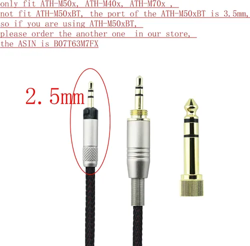 Miniatura 3 de Cable de repuesto para audio de 1,2m /1,5m/2,5m/ 3m para audífonos Audio Technica ATH-M50x ATH-M40x