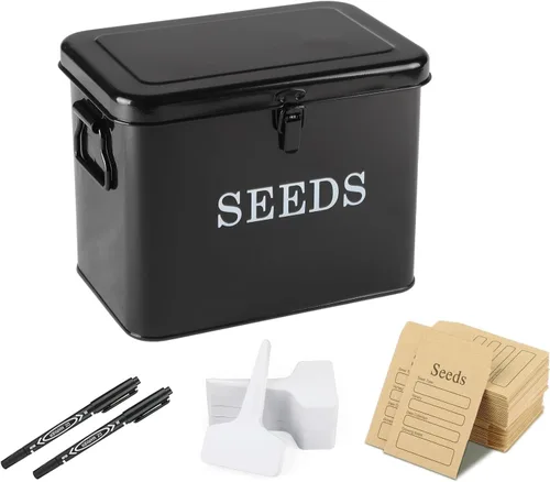 Miniatura 8 de Caja de ahorro de semillas, contenedor de semillas de metal, caja organizadora de almacenamiento de semillas, contenedor de paquetes de semillas