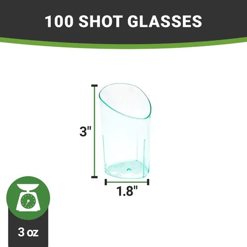 Miniatura 12 de Restaurantware Vasos de chupito de 3 onzas, 100 vasos de chupito redondos, con acabado Seagreen, vasos de chupito de plástico desechables para Verde