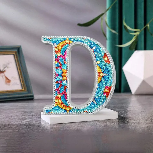 Miniatura 10 de YOYA Letras de Artesanía de Madera con Arte de Diamantes 5D de 6 Pulgadas para Decoración de Pared, Kits de Arte de Diamantes de Letras de A