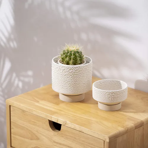 Miniatura 4 de UBEE Maceta de cerámica para plantas de interior Macetas de 5.5 pulgadas + 4.9 pulgadas con orificio de drenaje y platillo para aloe, plantas