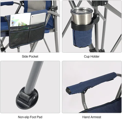 Miniatura 7 de REDCAMP Silla de campamento alta de gran tamaño para adultos, silla de directores plegable portátil de 330 libras, taburete plegable de altura