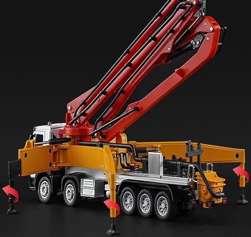 Miniatura 6 de Camión de bomba de hormigón Vehículos de construcción Juguetes, escala 1:50 Diecast Site Hormigón Bomba Camión, Camiones de juguete para niños