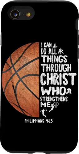 Miniatura 18 de Funda de baloncesto para iPhone 17 con texto en inglés "I can do All Things Through Christ Philippians