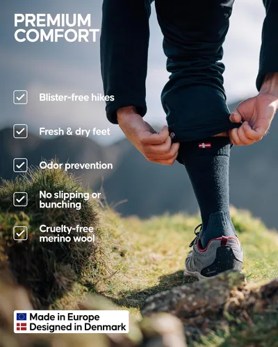 Miniatura 3 de DANISH ENDURANCE Calcetines de senderismo de lana merina, acolchados, para hombres, mujeres y niños