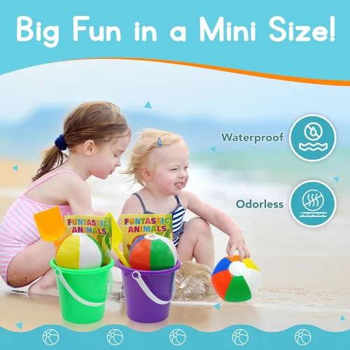 Miniatura 3 de 4E's Novelty Paquete de mini bolas de playa a granel – 28/50/100 piezas – Recuerdos de fiesta de verano en la piscina para niños, juguetes inflables